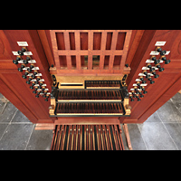 Spieltisch der Chororgel von oben Kampen, Sint Nicolas Bovenkerk, Spieltisch der Chororgel von oben
