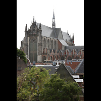Ansicht von der Leidener Burg(ruine) von Nordwesten Leiden, Hooglandse Kerk, Ansicht von der Leidener Burg(ruine) von Nordwesten