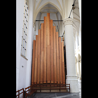 Willis-Orgel, Nordfassade mit Pfeifen des Double Open Wood 32' Leiden, Hooglandse Kerk, Willis-Orgel, Nordfassade mit Pfeifen des Double Open Wood 32'
