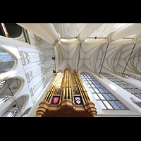 Blick über die Südfassade der Willis-Orgel ins Vierungsgewölbe Leiden, Hooglandse Kerk, Blick über die Südfassade der Willis-Orgel ins Vierungsgewölbe
