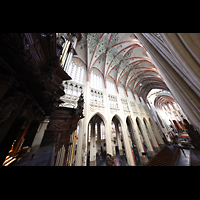 Blick übers Rückpositiv auf Spiieltisch, Hauptprospekt und in die Kirche ´s-Hertogenbosch, Sint Janskathedraal, Blick übers Rückpositiv auf Spiieltisch, Hauptprospekt und in die Kirche