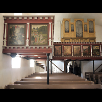 Berlin - Pankow, Dorfkirche Karow, Orgelempore und Teil der umlaufenden Seitenempore